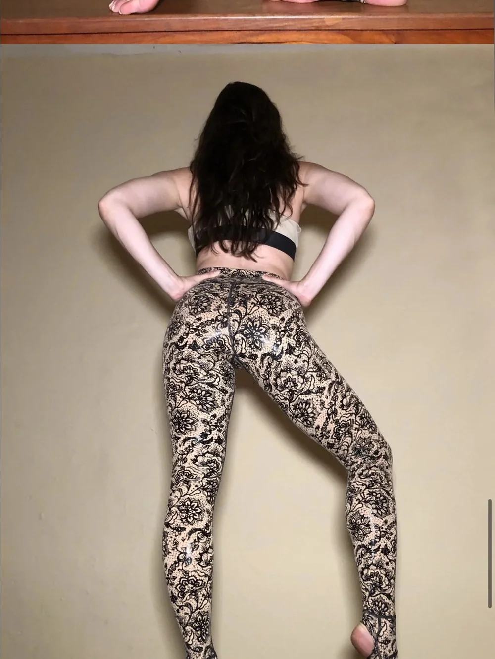 ACTIVE ALIXIR Blair Nude Lace-Pattern Grip Leggings
